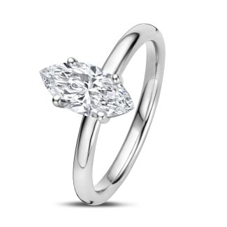 Engagement - 1.00Ct solitaire ring in white gold with Marquise diamond