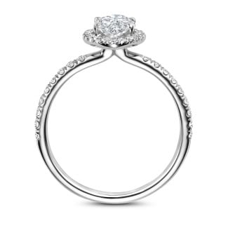 Engagement - 1.00Ct halo ring in white gold with Marquise diamond