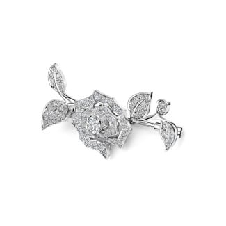 New Arrivals - 1.50 carat diamond rose design brooch in white gold