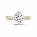 2.50 carat solitaire diamond ring in yellow gold with side diamonds