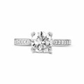 1.25 carat solitaire diamond ring in platinum with side diamonds