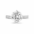 3.00 carat solitaire diamond ring in platinum with side diamonds