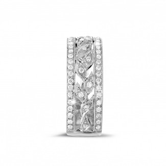 Wedding - 0.35 carat wide floral eternity ring in white gold with small round diamonds