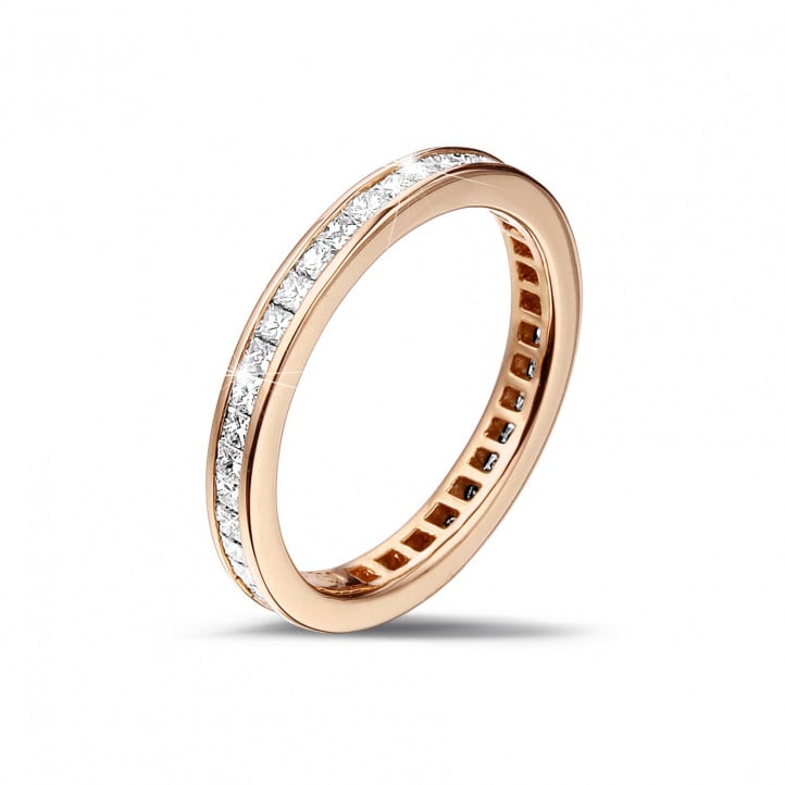 0.90 carat eternity ring (full set) in red gold with small princess diamonds