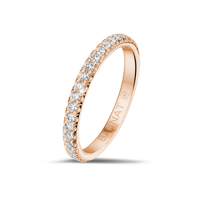 0.35 carat eternity ring (half set) in red gold with round diamonds