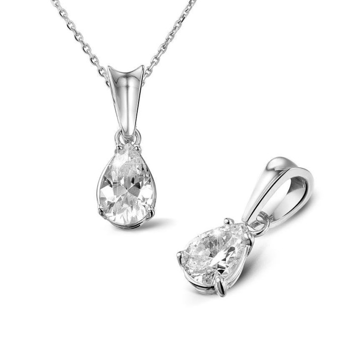 0.75 carat platinum solitaire pendant with pear shaped diamond