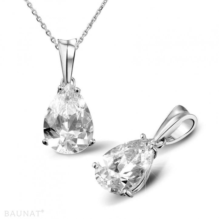 3.00 carat platinum solitaire pendant with pear shaped diamond