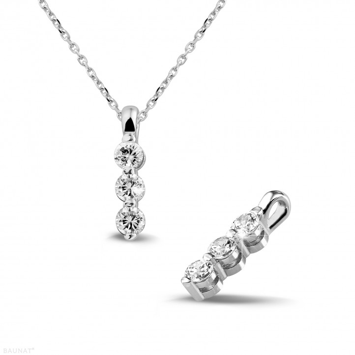 1/3 Cttw Diamond Double Row One Stone Bar Pendant Necklace set in 925 –  Fifth and Fine