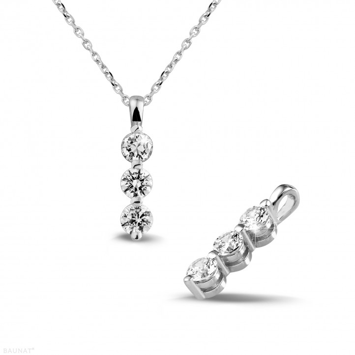 0.75 carat trilogy diamond pendant in platinum