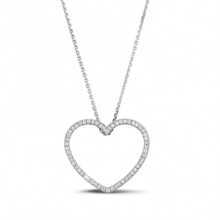 Heart necklace with 0.75 carat diamonds. platinum diamond heart pendant. 