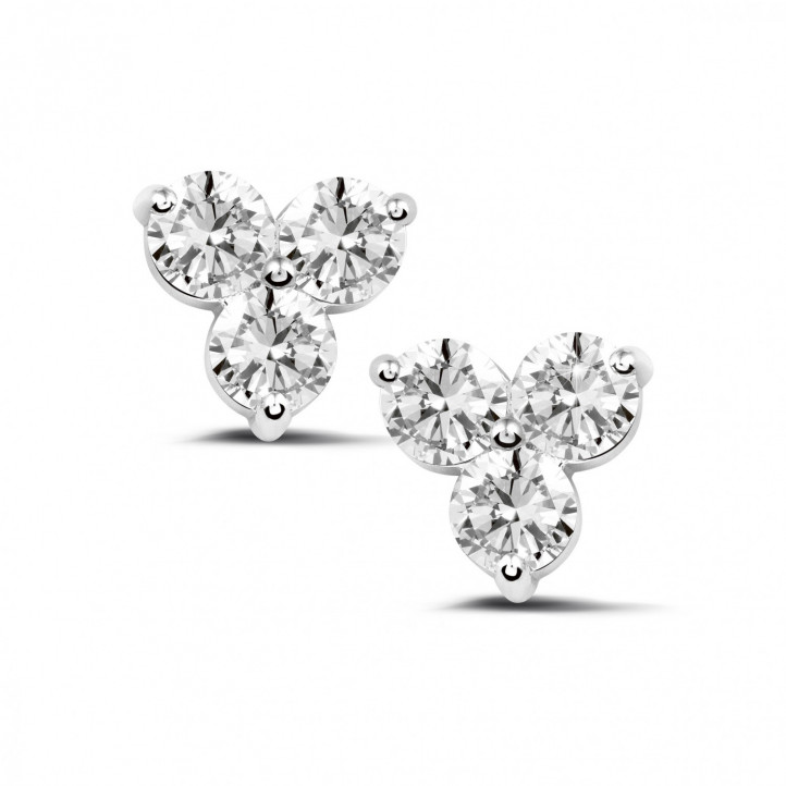 2.00 carat diamond trilogy earrings in white gold