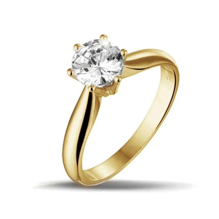 1.00 carat solitaire diamond ring in yellow gold