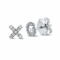 XO earrings in white gold with small round diamonds