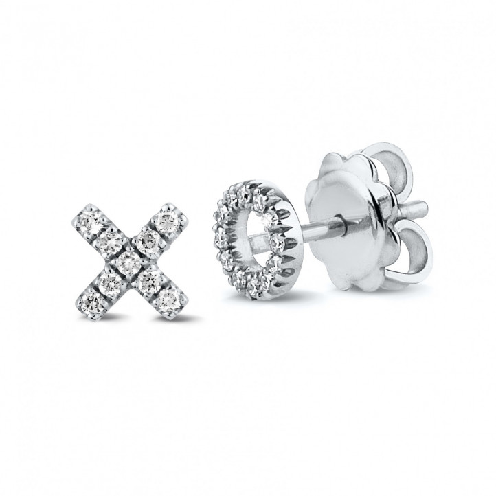 XO earrings in platinum with small round diamonds