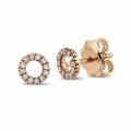 OO earrings in red gold with small round diamonds