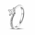 0.50 carat solitaire ring in platinum with princess diamond and side diamonds