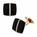 Red golden cufflinks with onyx and diamonds