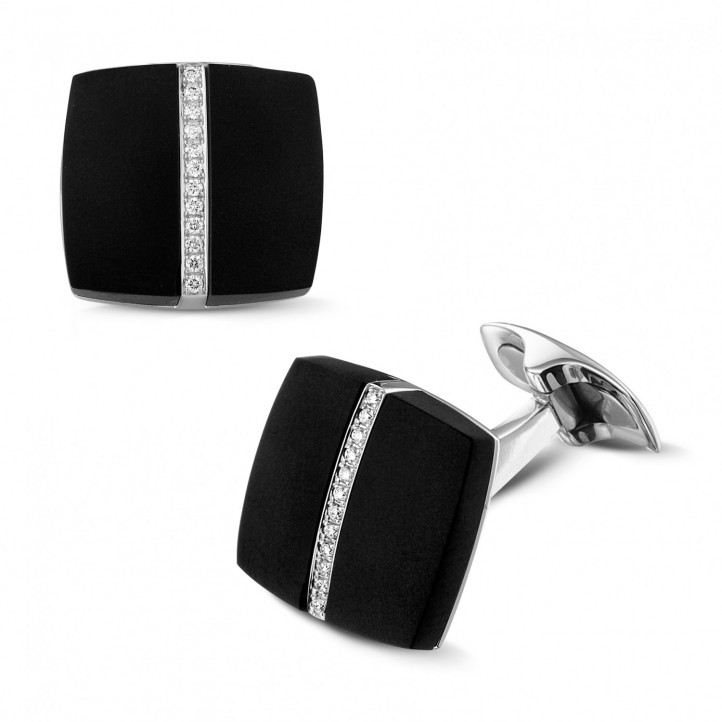 Platinum cufflinks with onyx and diamonds