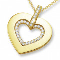 0.36 carat heart shaped yellow golden pendant with small round diamonds