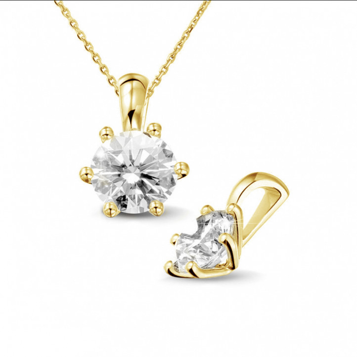 1.50 carat yellow golden solitaire pendant with round diamond