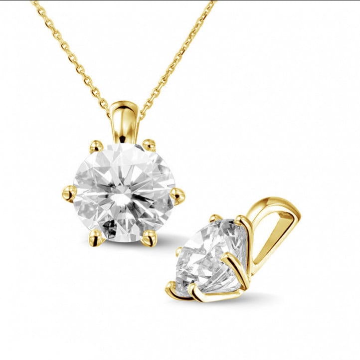 2.50 carat yellow golden solitaire pendant with round diamond