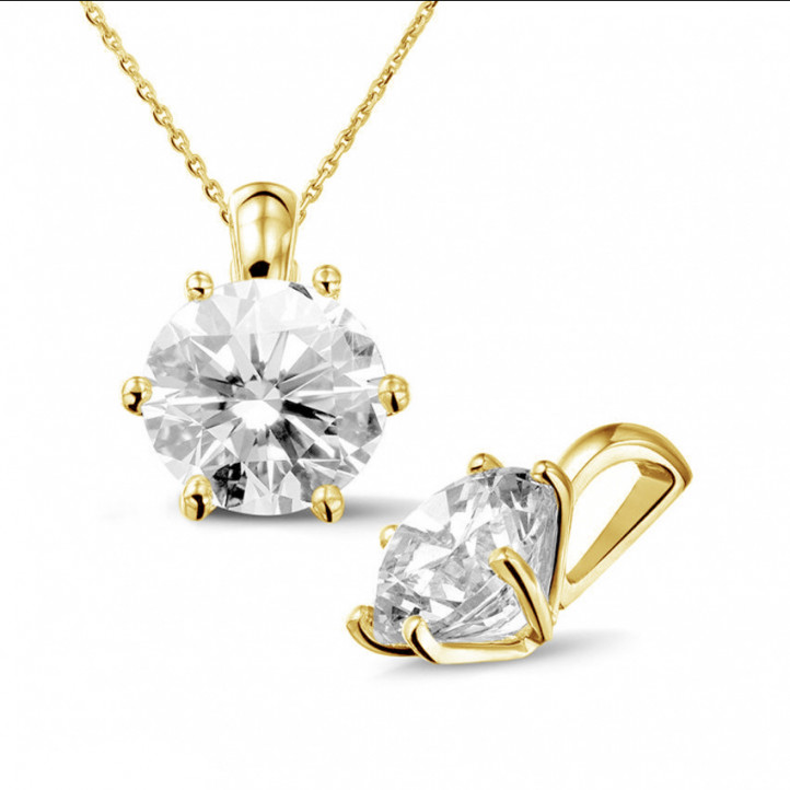 3.00 carat yellow golden solitaire pendant with round diamond