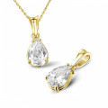 1.25 carat yellow golden solitaire pendant with pear shaped diamond