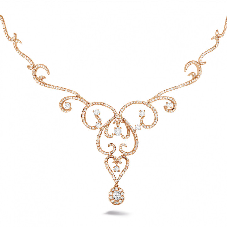 3.65 carat diamond necklace in red gold