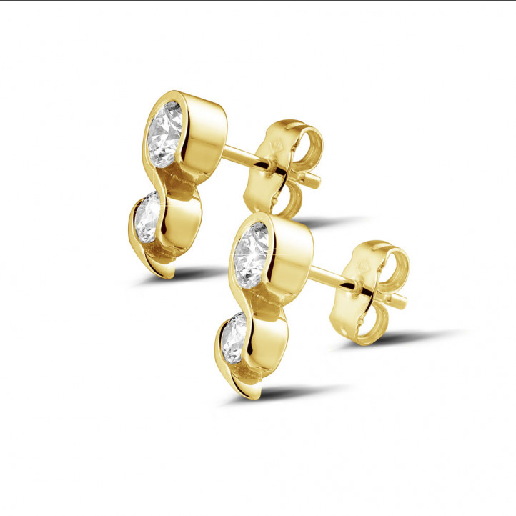1.00 carat diamond earrings in yellow gold