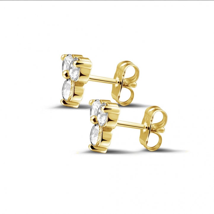 1.20 carat diamond trilogy earrings in yellow gold