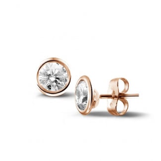 Earrings - 1.00 carat diamond satellite earrings in red gold