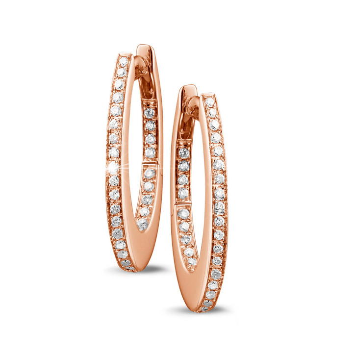 0.22 carat diamond creole earrings in red gold