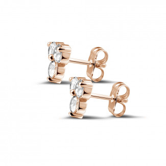 Wedding jewellery - 1.20 carat diamond trilogy earrings in red gold