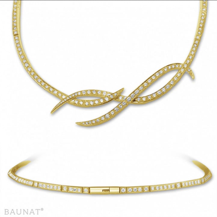 7.90 carat diamond design necklace in yellow gold