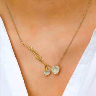 Necklaces - 0.73 carat diamond design necklace in yellow gold