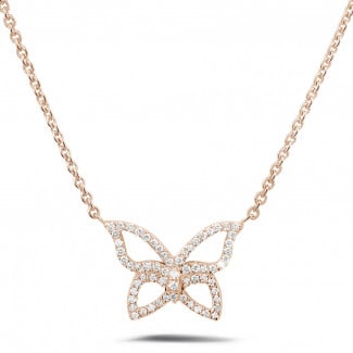 Necklaces - 0.30 carat diamond design butterfly necklace in red gold