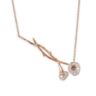Necklaces - 0.73 carat diamond design necklace in red gold
