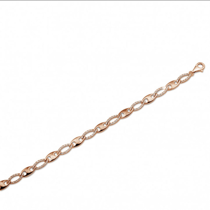 0.88 carat fine diamond chain bracelet in red gold