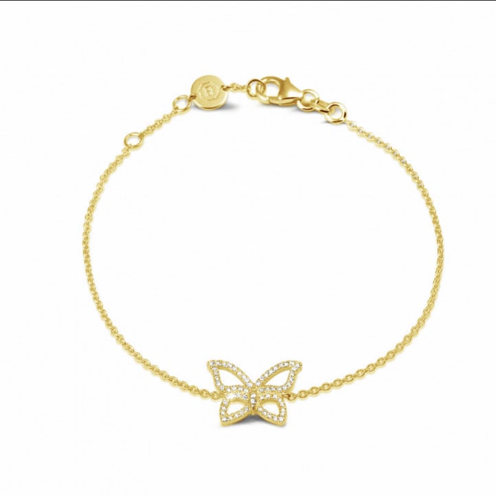 0.30 carat diamond design butterfly bracelet in yellow gold