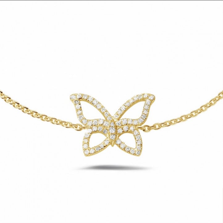 0.30 carat diamond design butterfly bracelet in yellow gold
