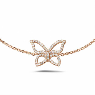 2024 Stock sale - Exclusive BAUNAT stock sale (no 30 day return) - 0.30 carat diamond design butterfly bracelet in red gold (Available in size 18)