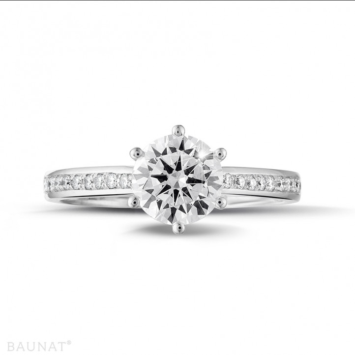 1.25 carat solitaire diamond ring in platinum with side diamonds