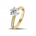 1.25 carat solitaire diamond ring in yellow gold with side diamonds