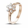 0.50 carat diamond flower ring in red gold