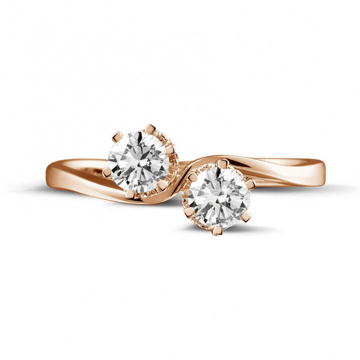 0.50 carat diamond Toi et Moi ring in red gold
