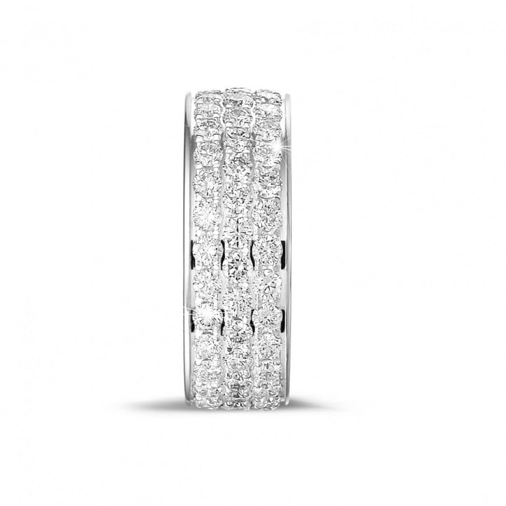 1.70 carat eternity ring (full set) in white gold with three rows of round diamonds
