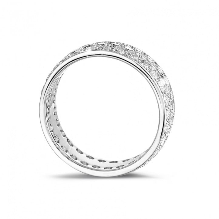 1.70 carat eternity ring (full set) in platinum with three rows of round diamonds