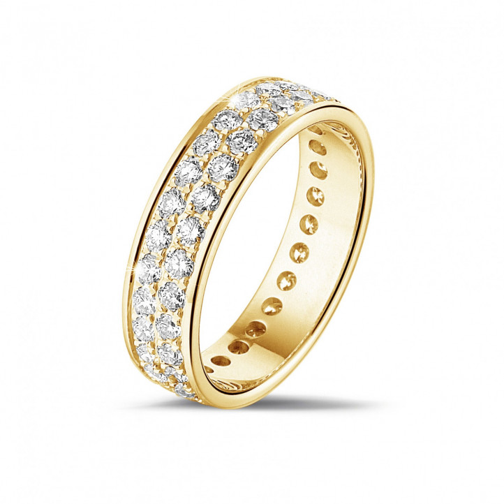 1.15 carat eternity ring (full set) in yellow gold with two rows of round diamonds