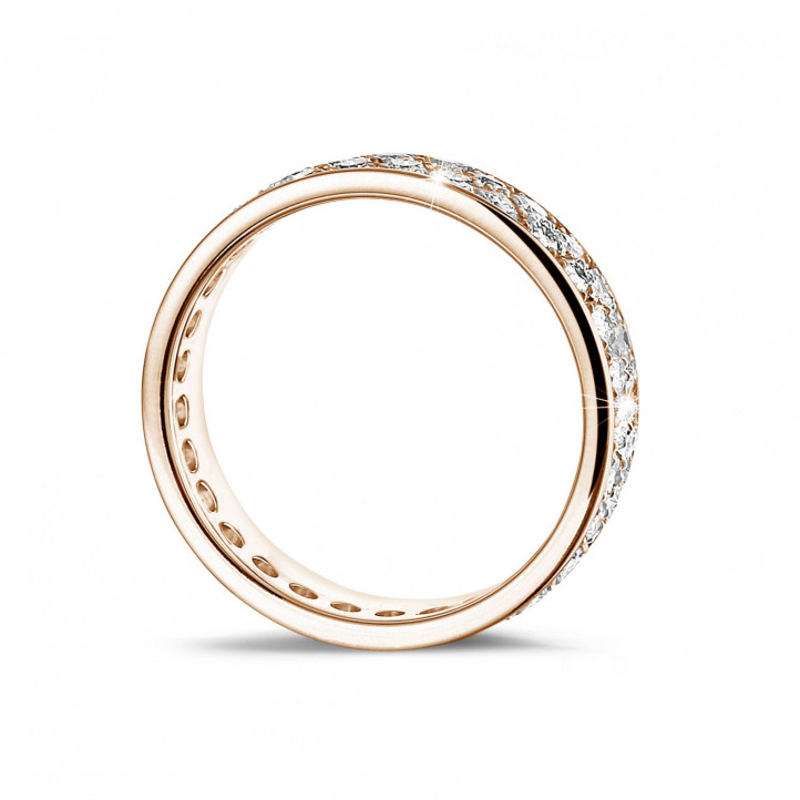1.15 carat eternity ring (full set) in red gold with two rows of round diamonds