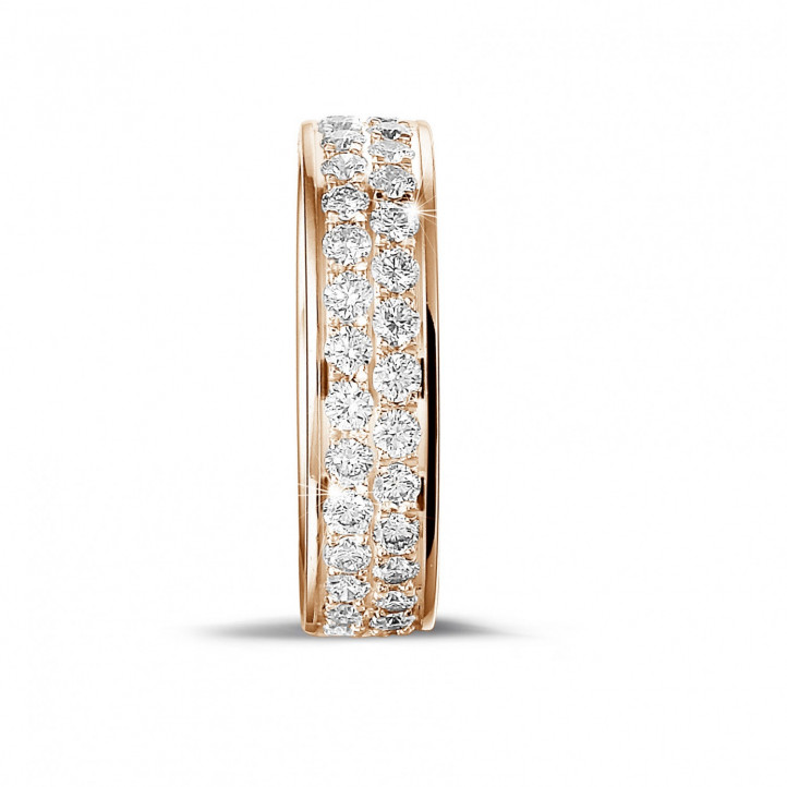 1.15 carat eternity ring (full set) in red gold with two rows of round diamonds